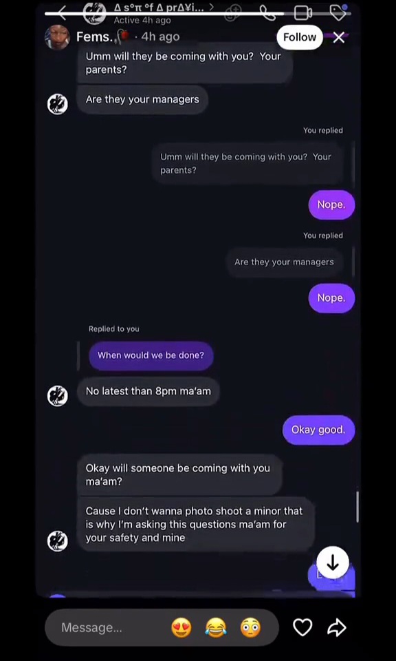 Chat between content creator and man who allegedly r@ped her after offering fake modelling job