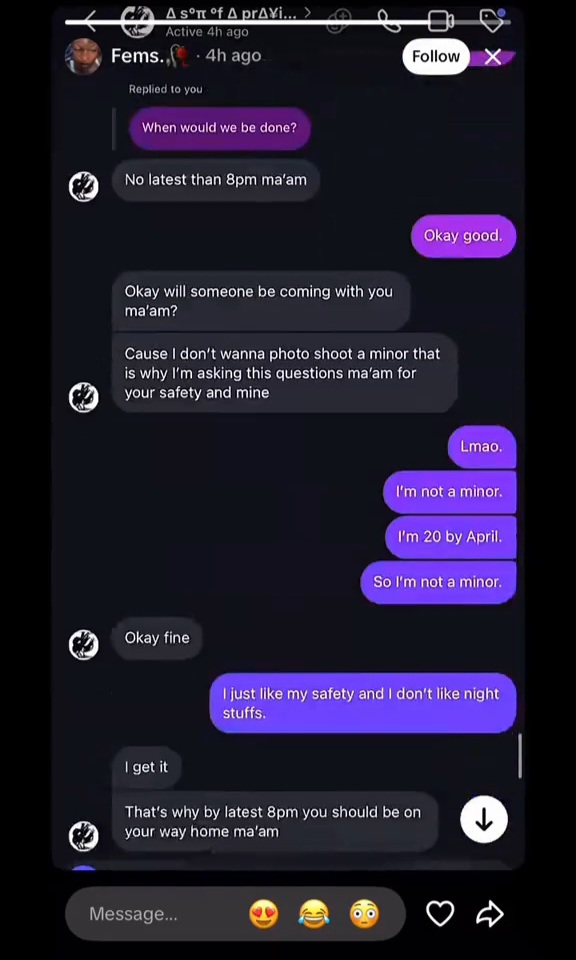 Chat between content creator and man who allegedly r@ped her after offering fake modelling job