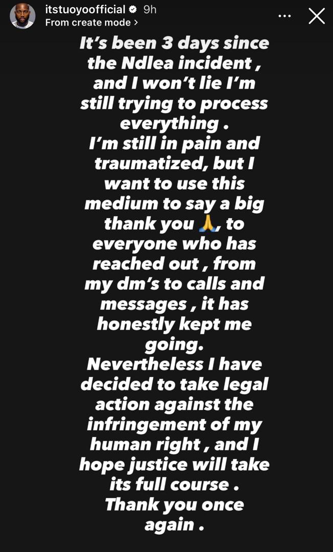 BBNaijaâs Tuoyo vows to take legal action against NDLEA after he was arrested during a raid on a Lagos club