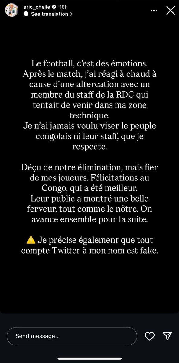 Football is all about emotions - Super Eagles coach �ric Chelle reacts to his outburst with DR Congo staff