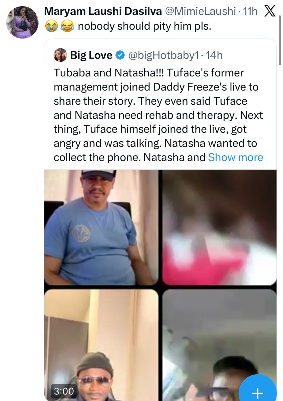 Mumu. Nobody should pity him- Reality TV star, Leo Dasilva?s wife, Mariam, shares her thoughts on legendary musician, 2Face Idibia?s alleged marriage crisis