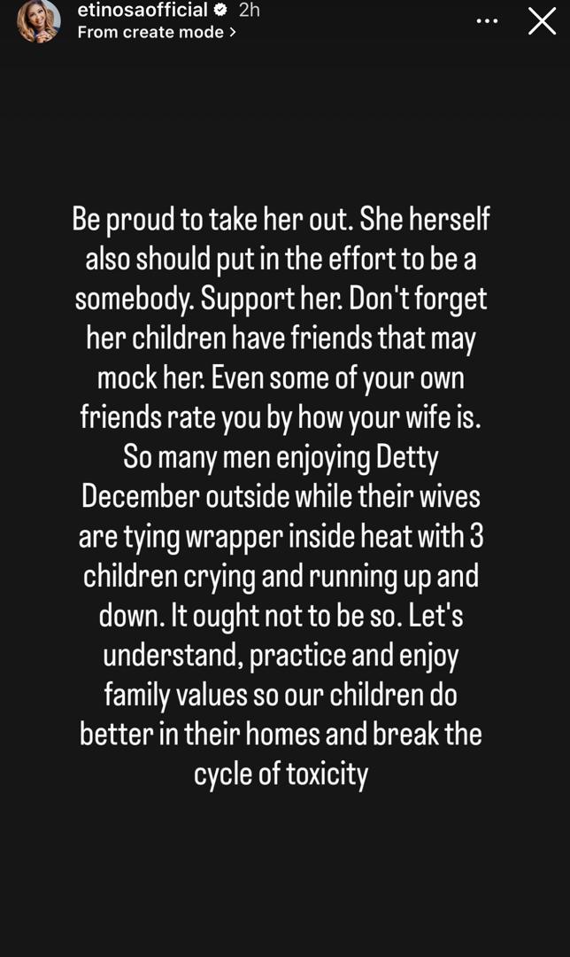 You donât have to dim her light to feel like a man- actress Etinosa Ogbemudia addresses married men who feel threatened by their wifeâs success