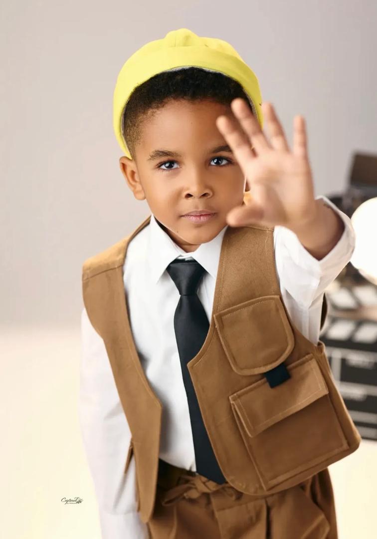 Entertainers, BankyW and Adesua, share adorable photos of their son, Hazaiah, as he turns 5