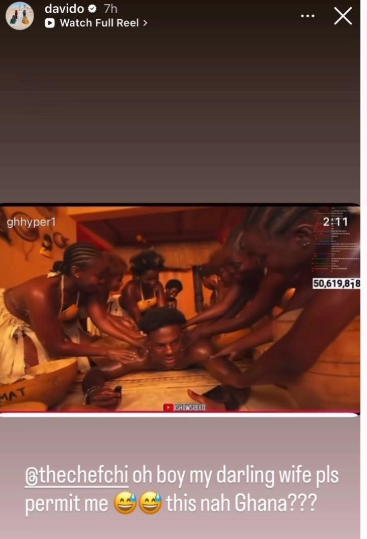 Check out Davido?s hilarious reaction to video of popular streamer, Ishowspeed, getting a massage from some Ghanaian ladies