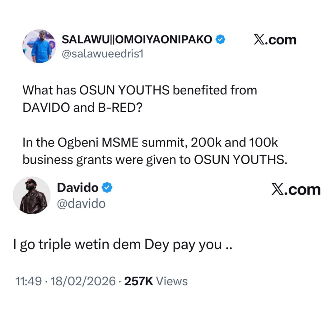 Davido responds to social media user about <a href=