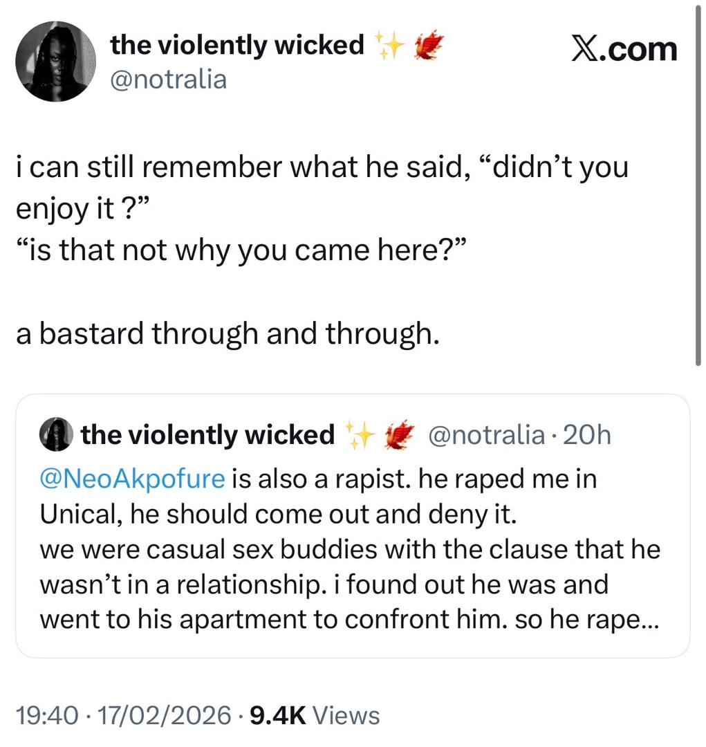 BBNaija star, Neo Akpofure, threatens legal action after Lady accused him of r@pe