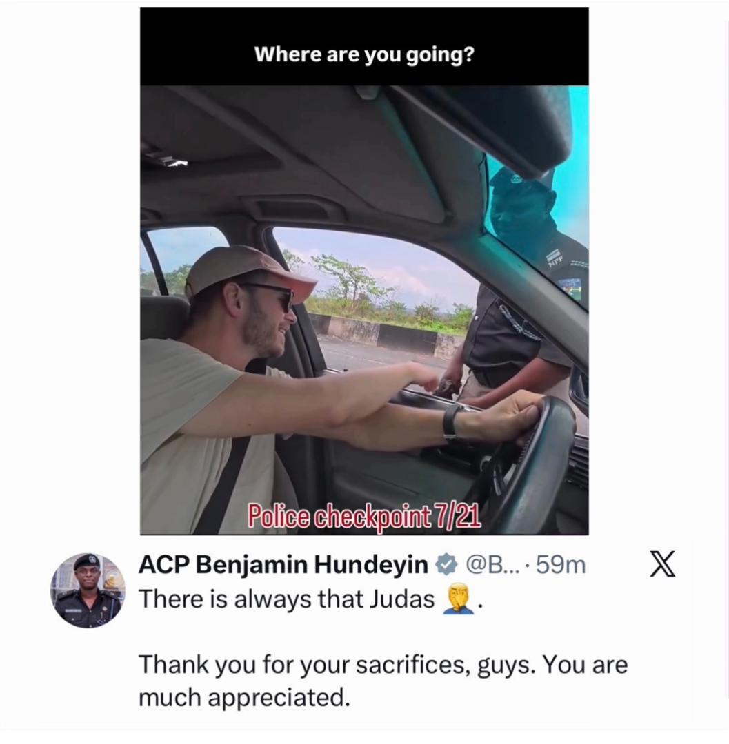 There is always that Judas- Police spokesperson reacts to trending video of police officer at a checkpoint asking white man in transit for money
