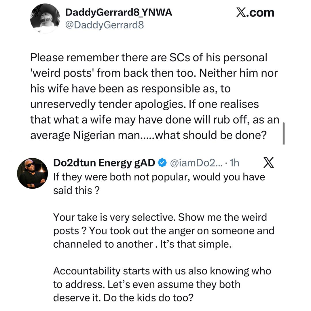 OAP Dotun tackles Nigerians consistently bashing singer, Adekunle, over controversial tweets shared by his wife, Simi, many years ago