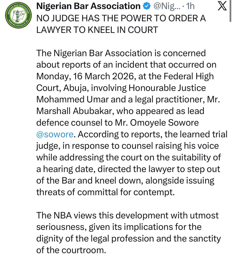 Sowore, NBA kicks as Judge orders his lawyer to kneel in court