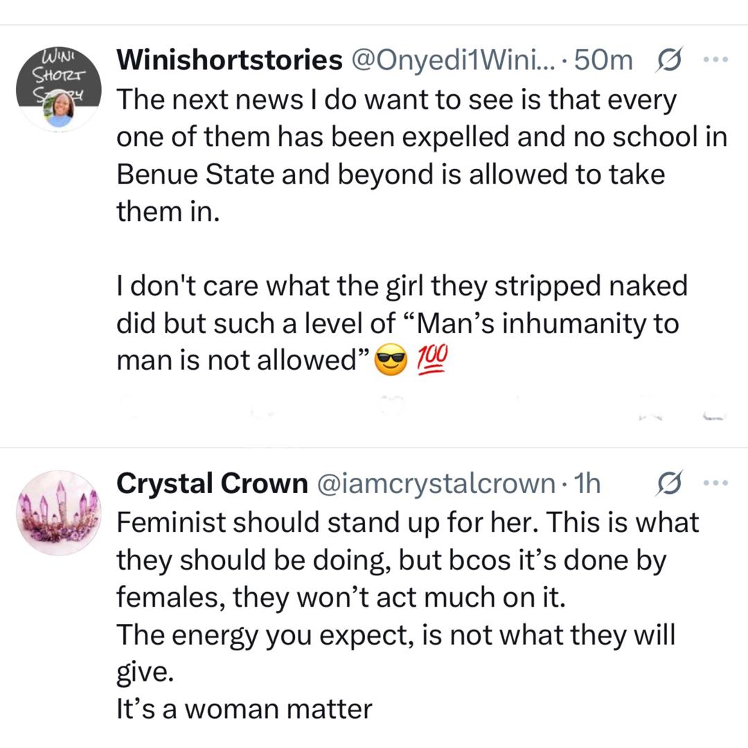 Outrage as video of secondary school students in Benue state str!ping their classmate surfaces online