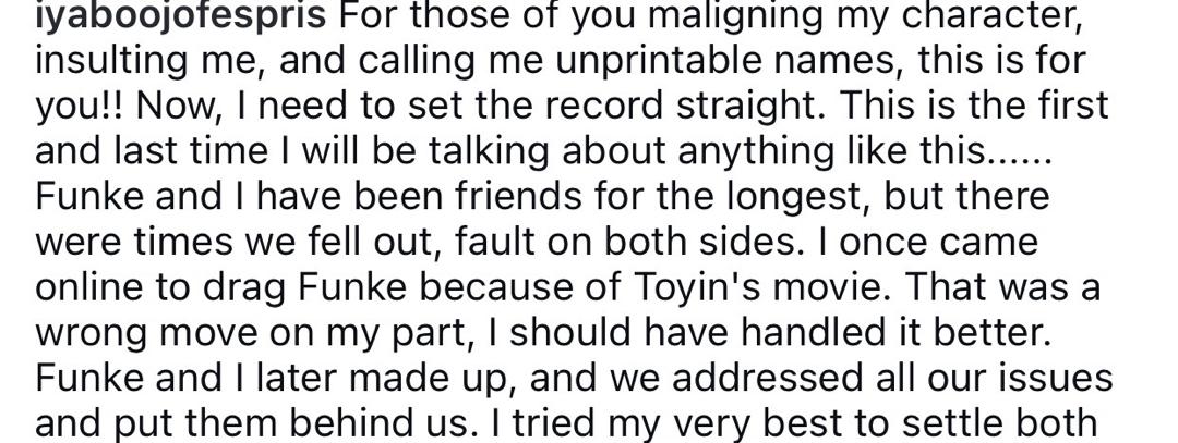 I have tried my best, but at this point, I can?t beg anyone anymore - Iyabo Ojo says after Funke Akindele snubbed Toyin Abraham at her movie premiere