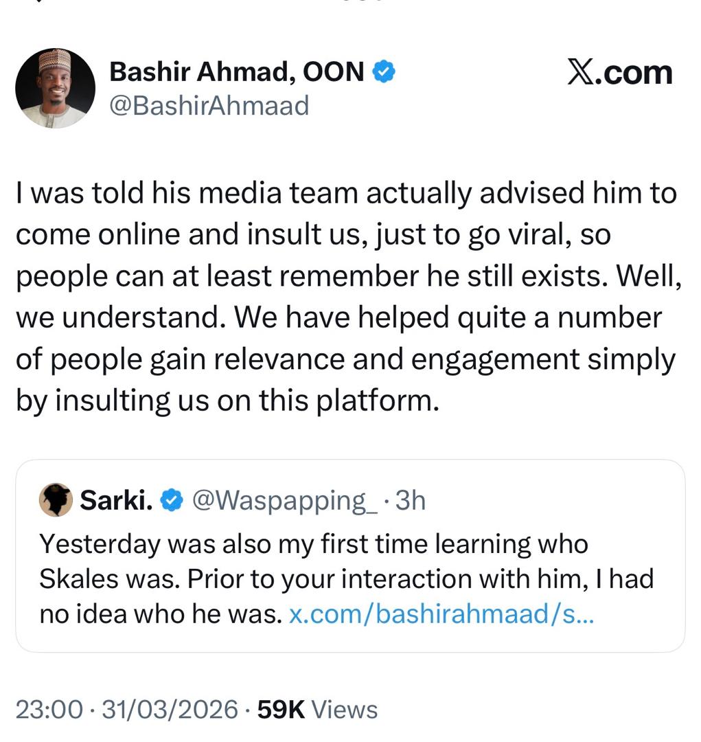 Jos attacks: Skales and Presidential aide, Bashir Ahmad, drag each other online