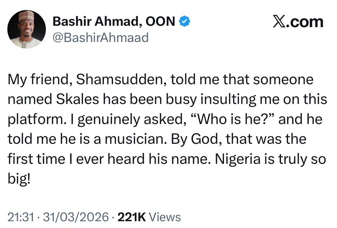 Jos attacks: Skales and Presidential aide, Bashir Ahmad, drag each other online