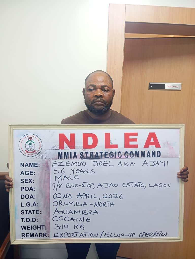 NDLEA uncovers cocaine in palm kernel oil cans, arrests kingpin in Lagos hideout