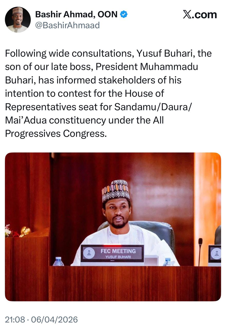 Late President Buhari?s son, Yusuf, set to run for House of Reps