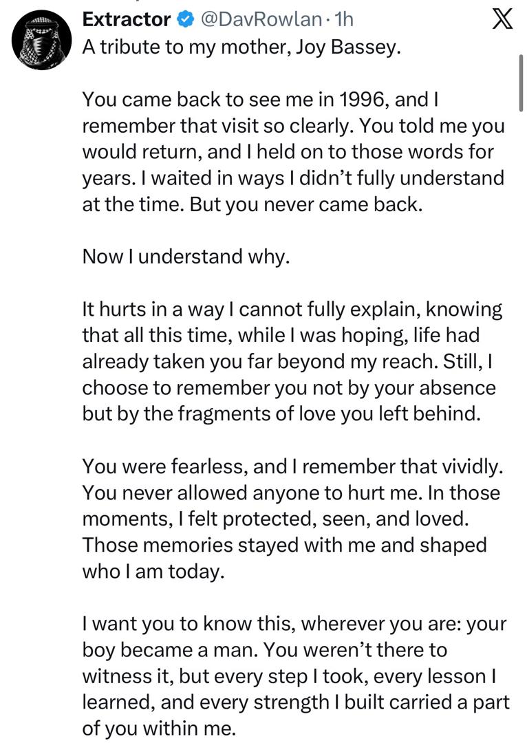 Update: Man who began search for his mum on X finds out she has passed on