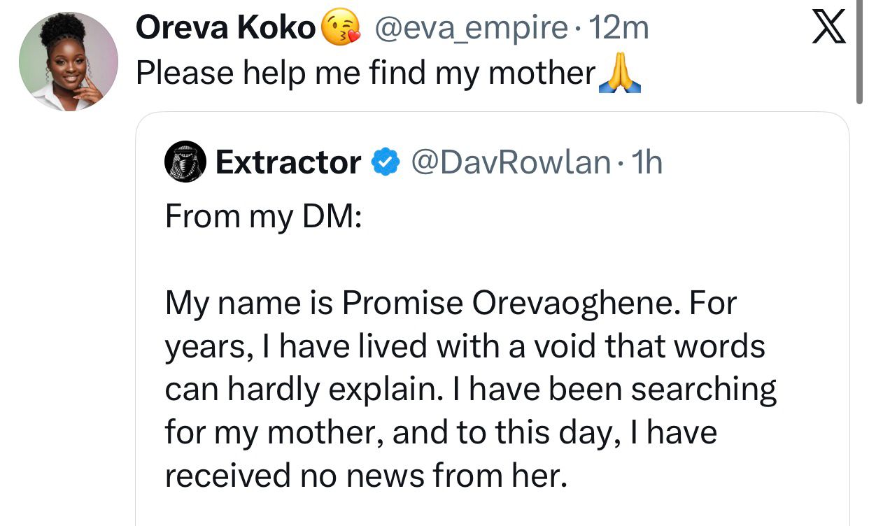 Help me find my mother - Nigerian lady in search of her mother who relocated abroad when she was four and has not been in touch since then