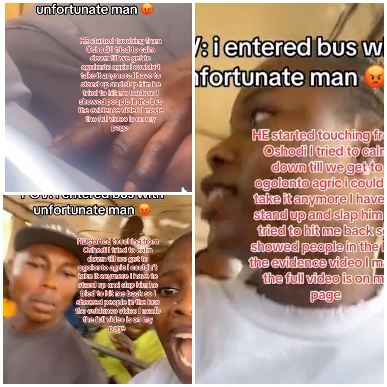 Lady confronts man for allegedly touching her inappropriately inside a commercial bus