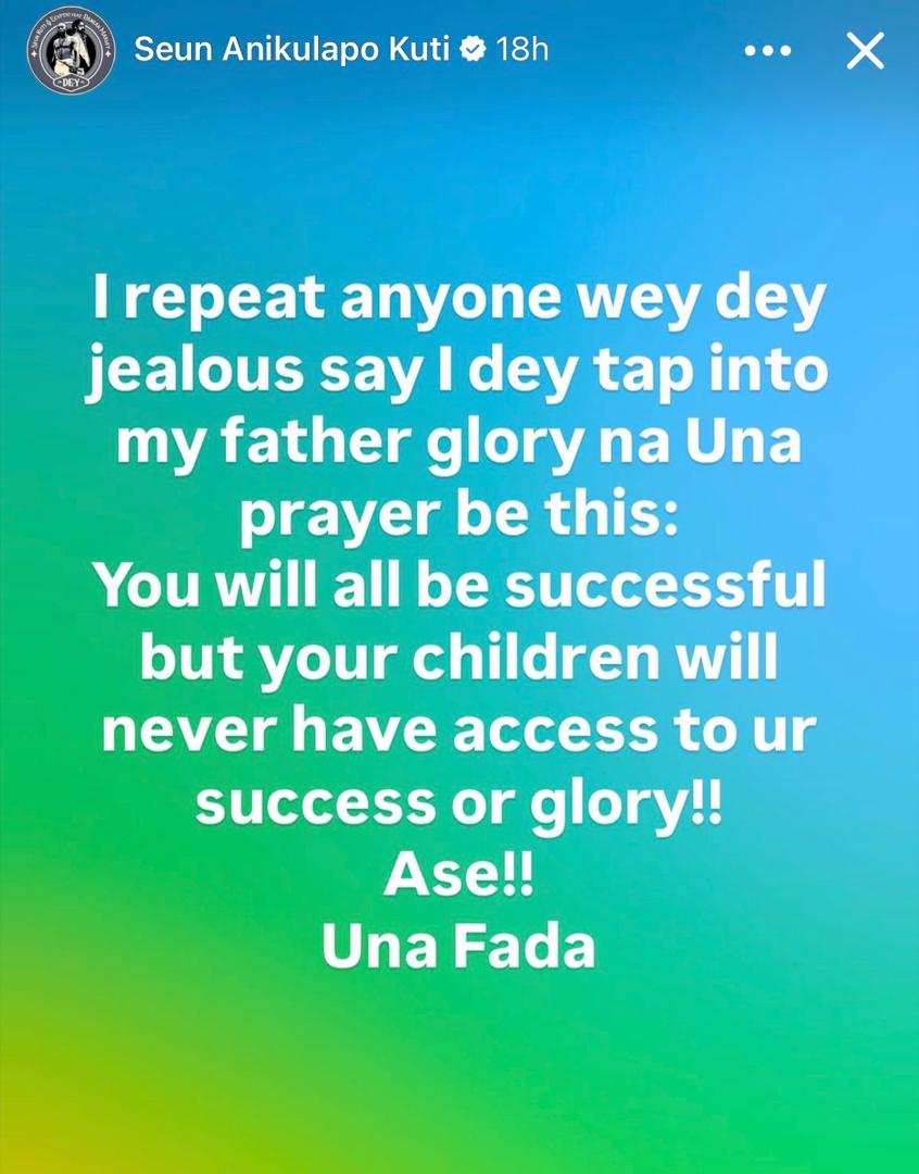 Seun Kuti tackles people mocking him for ââtapping into his fatherâs gloryâ