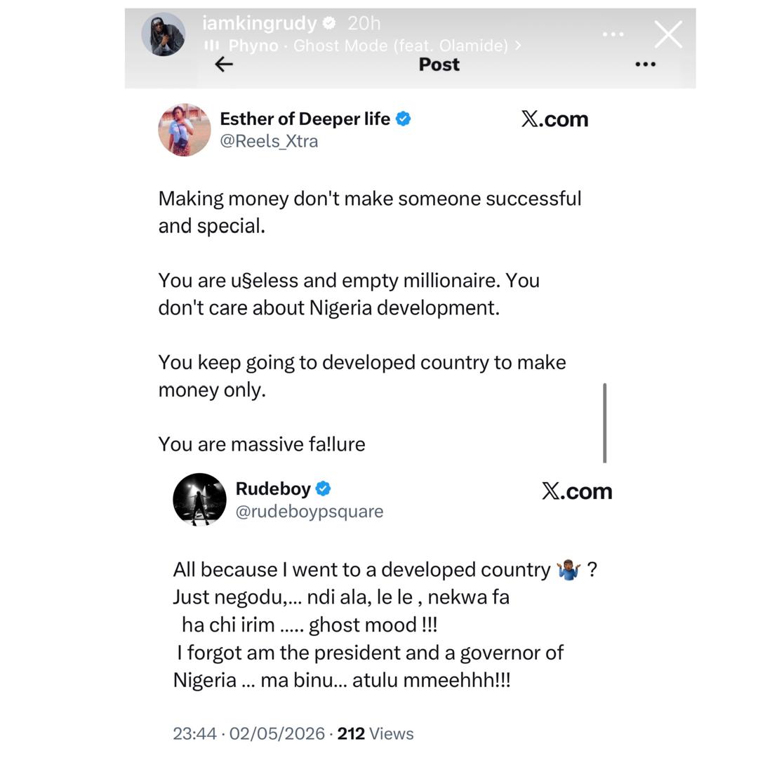 Rudeboy Slams X User for labeling him a ?useless and empty millionaire" who doesn