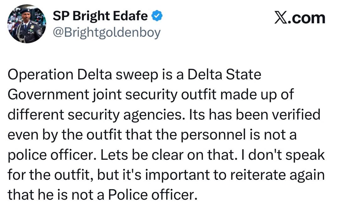 He is not a police officer- Delta police PRO reacts to trenidng video of security agent confiscating phone of a commuter