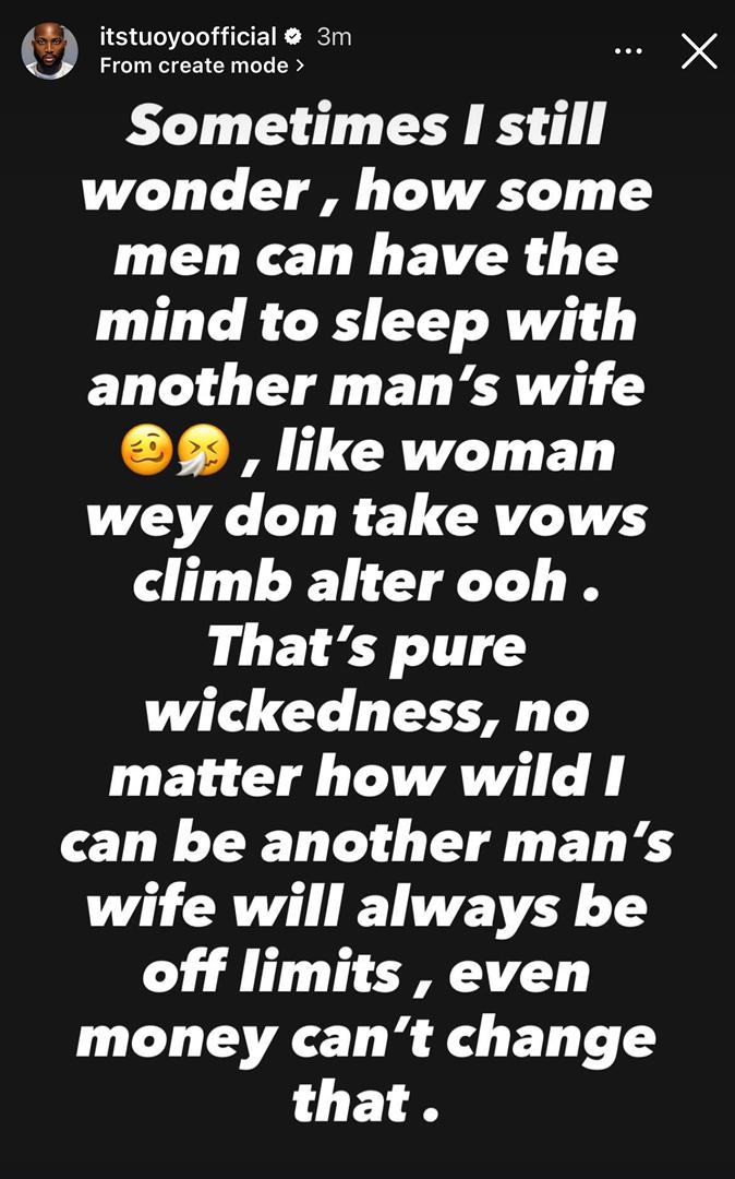 I wonder how some men can have the mind to sleep with another manâs wife - BBNaijaâs Tuoyo