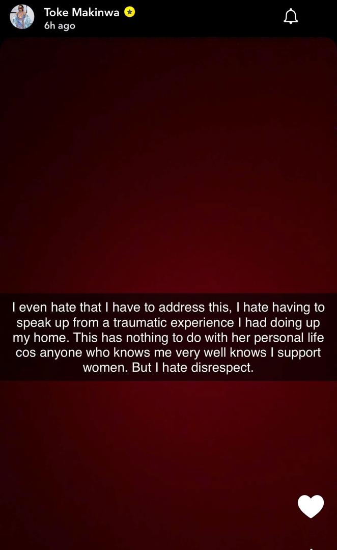 Toke Makinwa responds after being berated for lashing out at Sandra Edoho