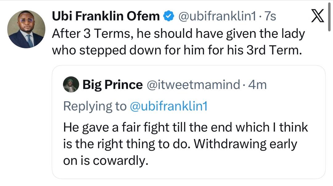 Music executive, Ubi Franklin, responds after X-user berated him for saying Desmond Elliot should have withdrawn from the Lagos APC Primary