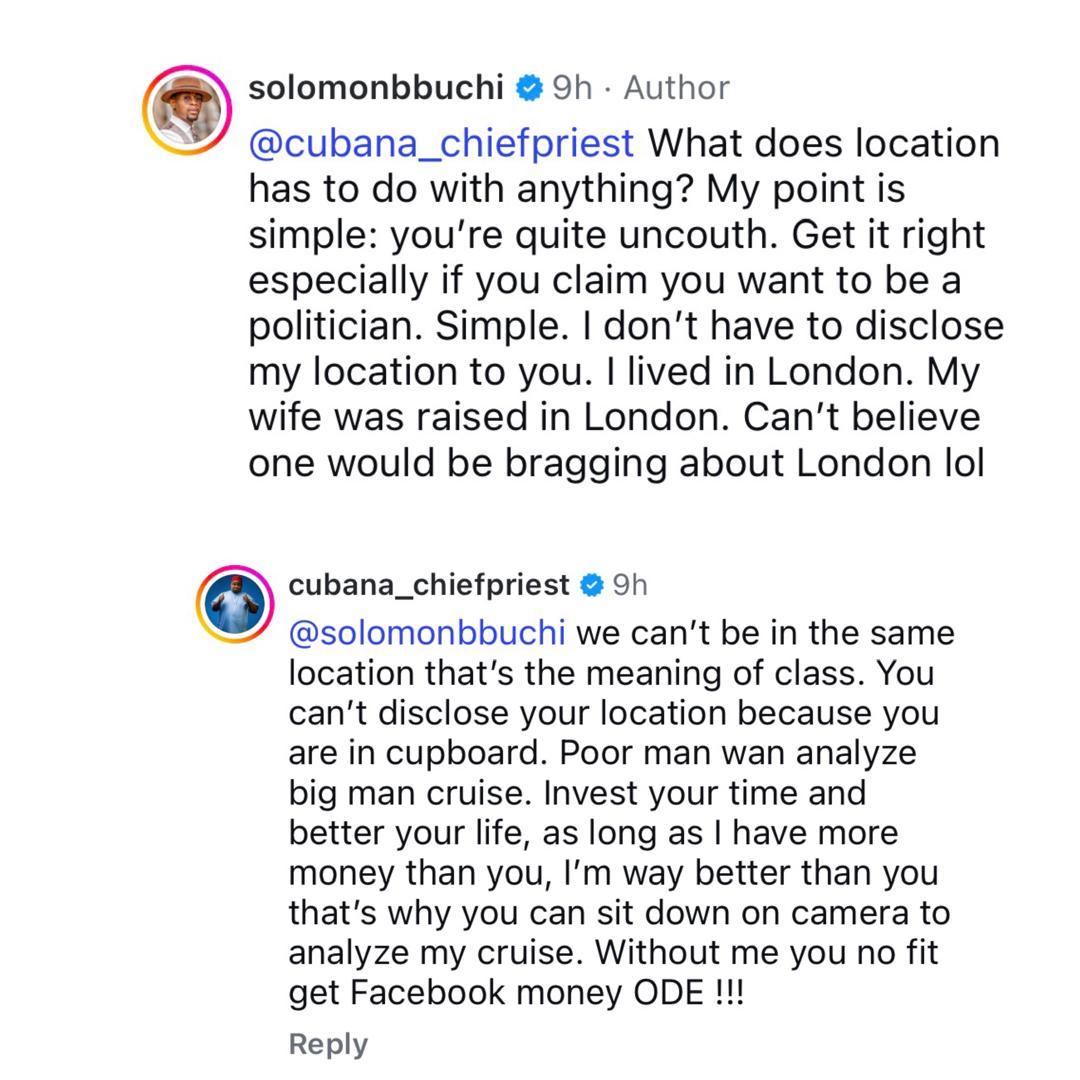 Cubana Chiefpriest and Solomon Buchi trade words online over viral ?Cemetery chilling