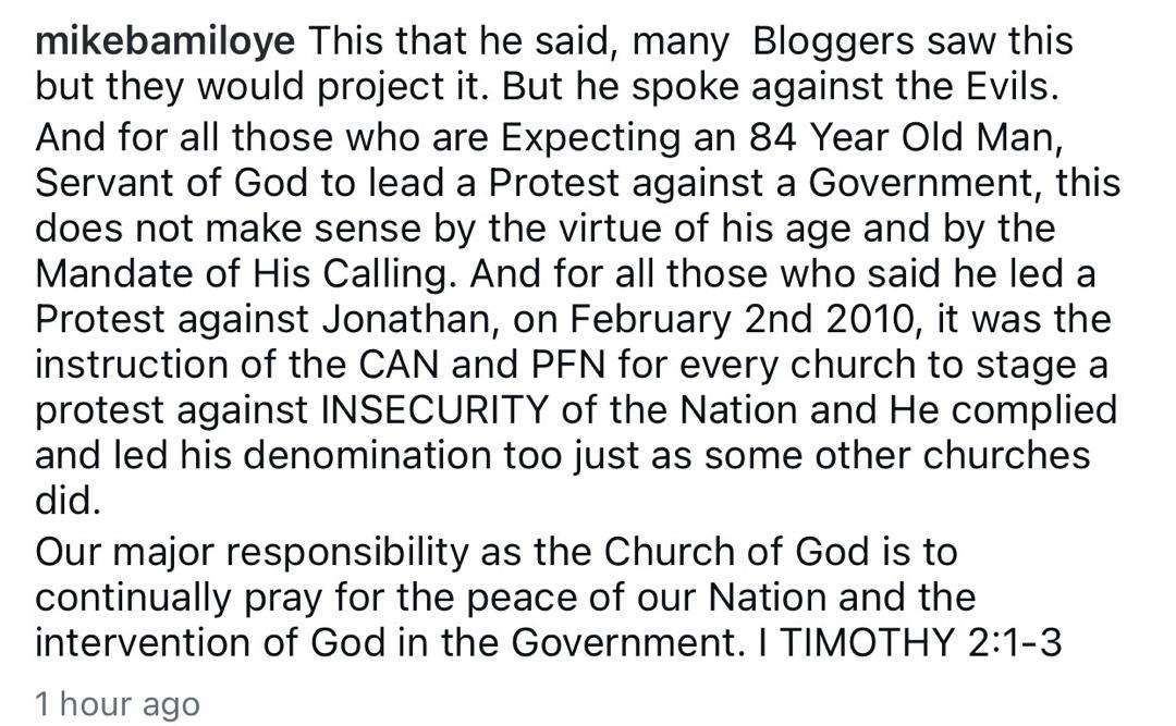 Insecurity: Expecting Pastor Adeboye to lead a protest at 84 makes no sense - Clergyman, Mike Bamiloye