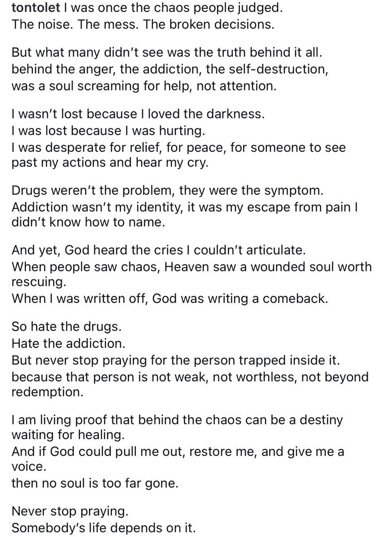 “Substances don’t make the pain go away" Actress Tonto Dikeh opens up on past drug addiction, urges compassion
