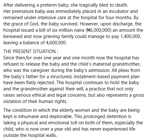 Rivers state government intervenes after hospital where deceased woman had her baby, allegedly detains the child and grandmother for one year over unpaid bills
