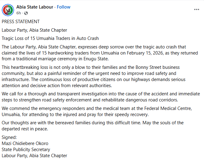 Map showing location of the accident in Abia State