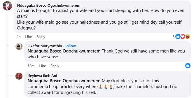 A husband impregnating his wife's maid is not enough reason for the woman to leave the marriage - Nigerian man says
