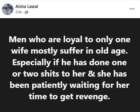 Men who are loyal to only one wife mostly suffer in old age - Nigerian woman says