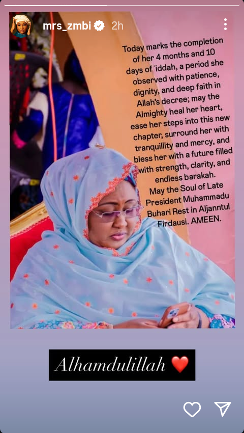 May the Almighty ease her steps into this new chapter - Zahra Buhari-Indimi prays for her mother as she completes period of mourning