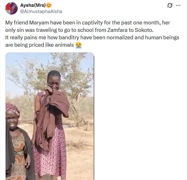 Two young women kidnapped by bandits pleading for freedom