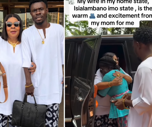 Nigerian man married to older white woman shares heartwarming video of his mum meeting his woman