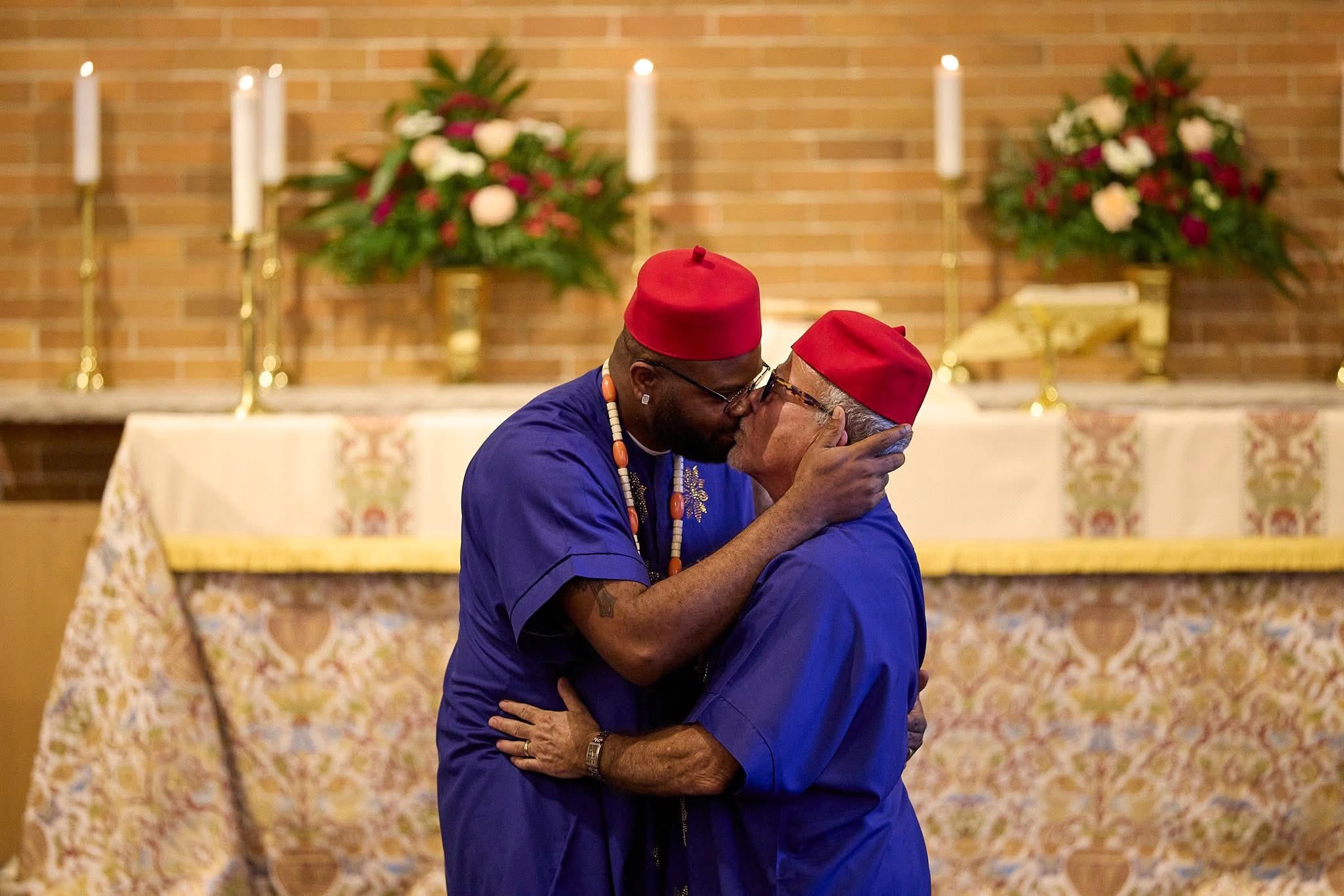 Catholic priest reacts to trending photos of a Nigerian man and his white husband getting married in a church