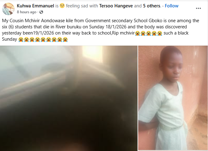 6 students drown in Benue boat mishap