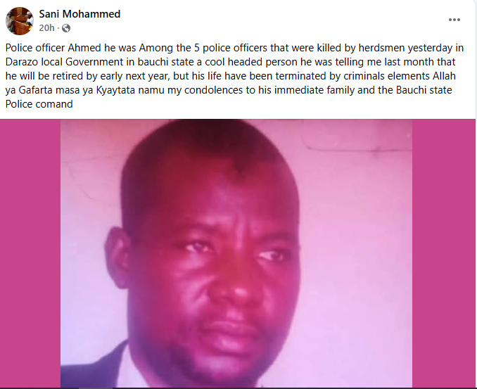 Five police officers gunned down by herdsmen laid to rest in Bauchi