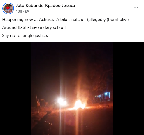 Mob sets suspected motorcycle snatcher ablaze in Makurdi