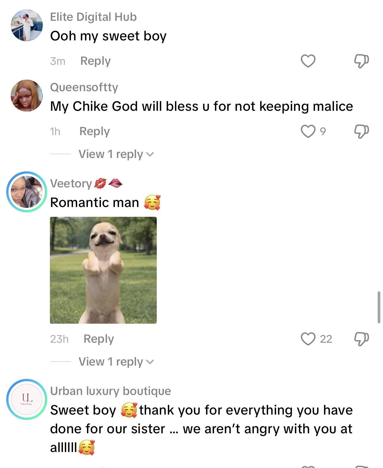 Very sweet boy wey no dey keep malice - Nigerians flood singer Chike?s page after reports linked him to an alleged affair with Sandra, ex-wife of TV personality Frank Edoho