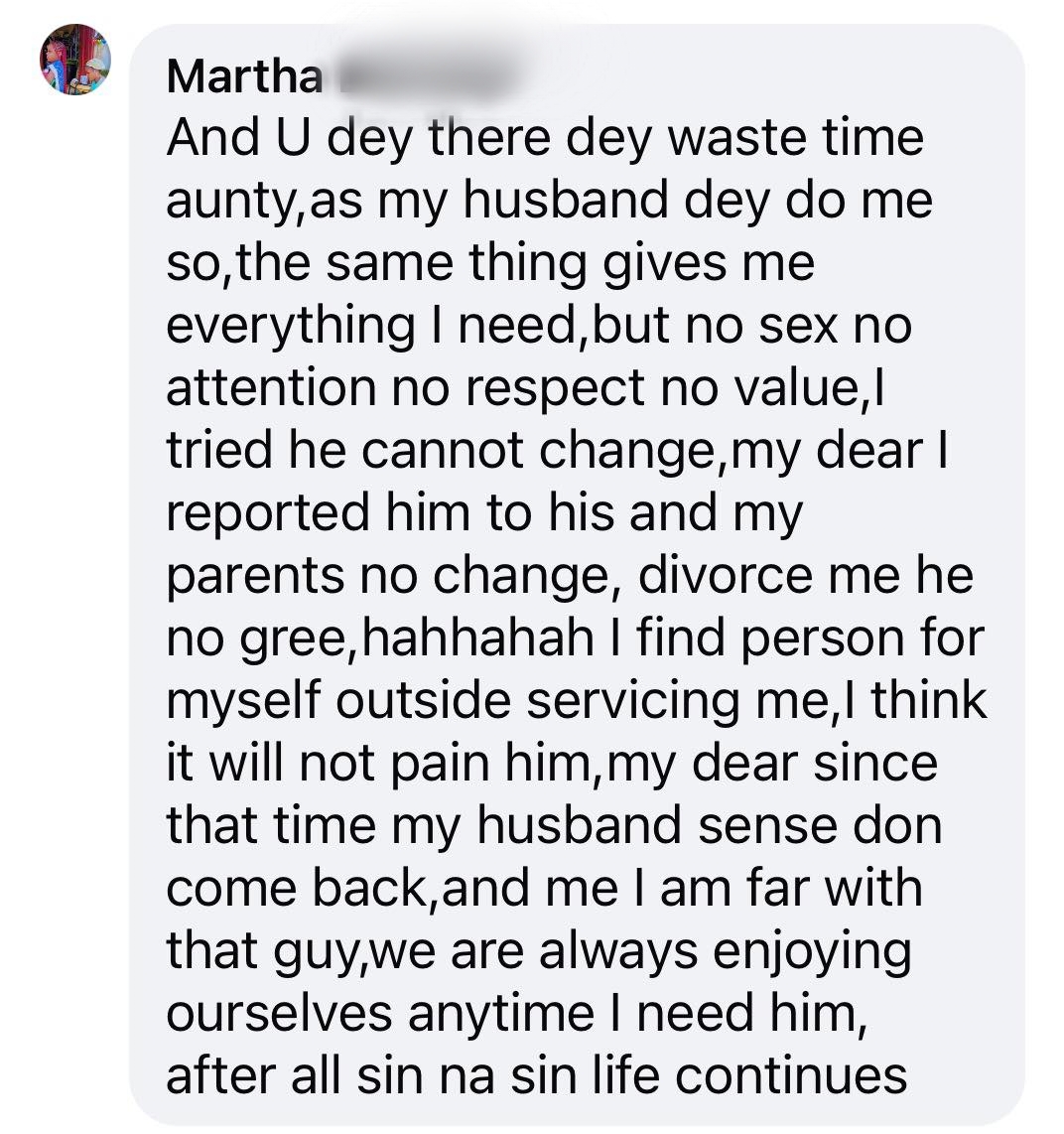 Nigerian woman reveals why she is cheating on her husband