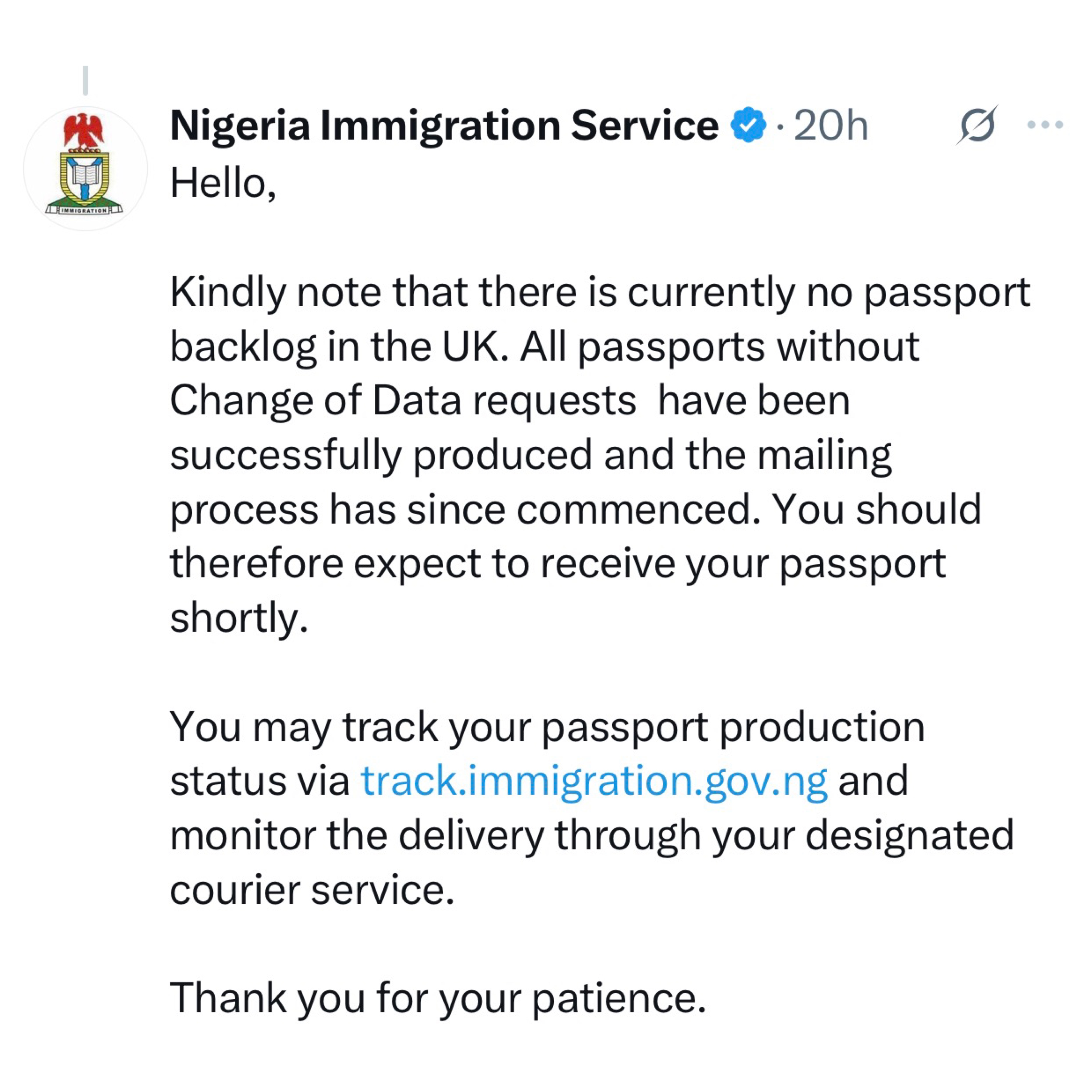 Nigeria Immigration Service responds after journalist Fisayo Soyombo called out the Minister of Interior for failing to revolutionize passport issuance