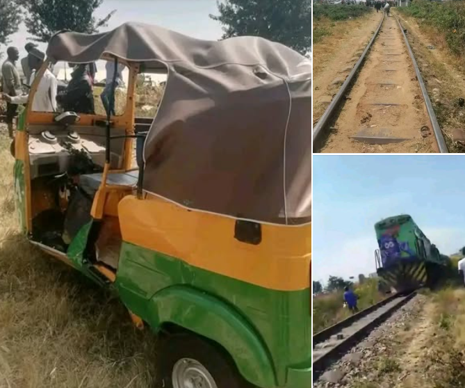 Train crushes tricycle rider and passenger to d3ath in Plateau