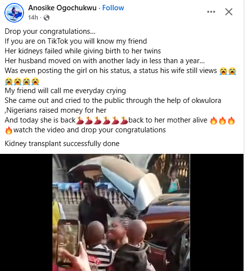 Her husband moved on with another lady after kidney failure during child birth - Watch moment Nigerian woman reunited with her family after successful transplant
