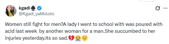 Side chick reportedly d!es after acid attack allegedly orchestrated by her lover