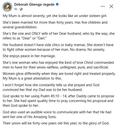 My mum is almost 70 yet looks like an under sixteen girl because her husband doesn