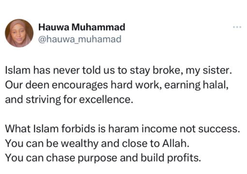 Islam has never told us to stay broke - Nigerian woman says as she addresses Muslim women